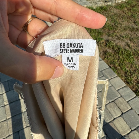 BB Dakota Silver Champagne Sequin Spaghetti Strap Top Size Medium - Picture 11 of 12